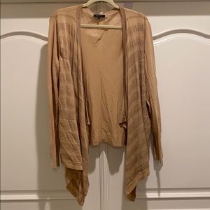 AK Anne Klein Open Front Drape Cardigan - Tan